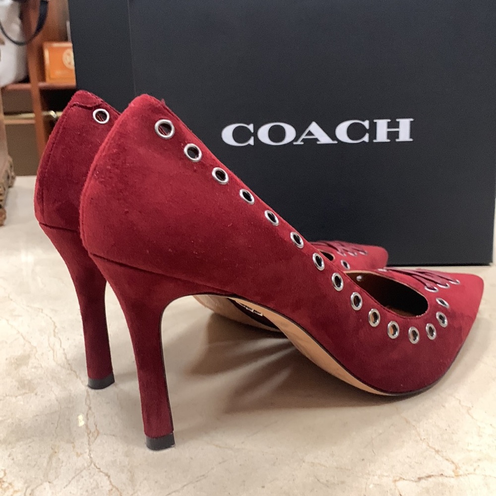 COACH VARICK LACE-UP PUMP IN MERLOT WITH 85MM HEEL SIZE US 8 - Picture 8 of 11